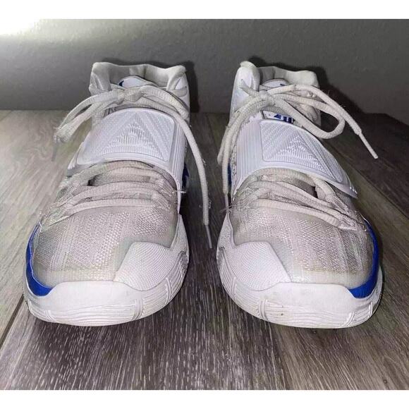 Nike Kyrie 6 Trainers Youth US Size 5.5 Basketball Shoes White Blue Leather Mesh - Picture 3 of 10